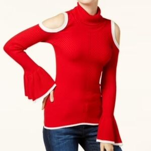Xoxo Red Cold Shoulder Sweater Size M.